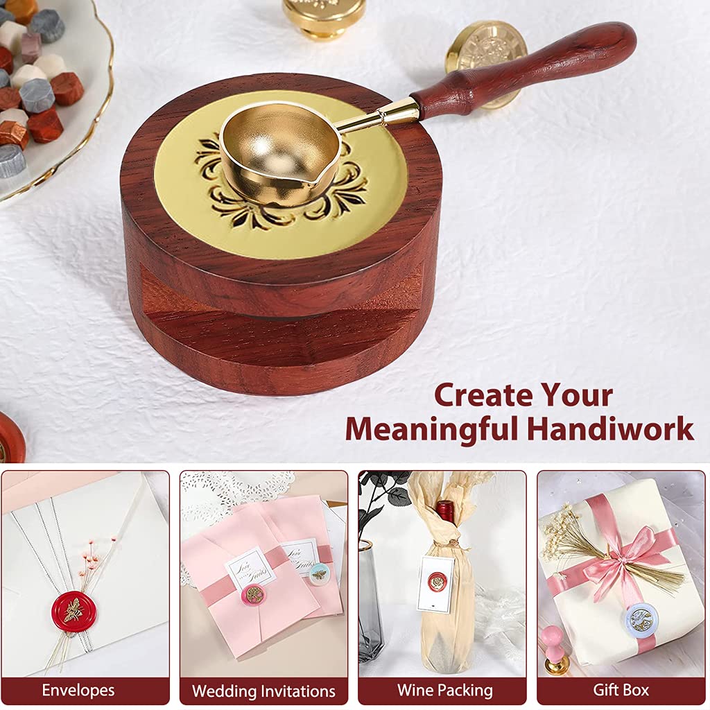 HASTHIP® Wax Sealing Tools, Wax Seal Stamp Kit, Wax Seal Warmer, Sealing Wax Melting Furnace Tool For Wax Envelope Seal Stamp - Wax Sealing Stove - Brass Wax Spoon - Wax Sealing Set (Red-Brown) HASTHIP® Wax Sealing Tools, Wax Seal Stamp Kit, Wax Seal Warmer, Sealing Wax Melting Furnace Tool For Wax Envelope Seal Stamp - Wax Sealing Stove - Brass Wax Spoon - Wax Sealing Set (Red-Brown)